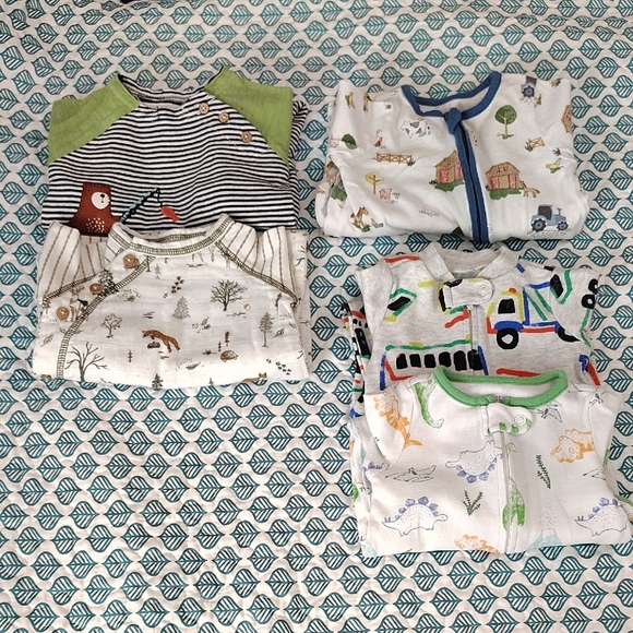 Mudpie And Carter's Baby Sleepers Bundle Of 5 0-6 Months Range - Picture 1 of 4